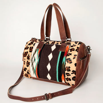 American Darling ADBG1000 Duffel Hair-On Saddle Blanket Genuine Leather Women Bag Western Handbag Purse